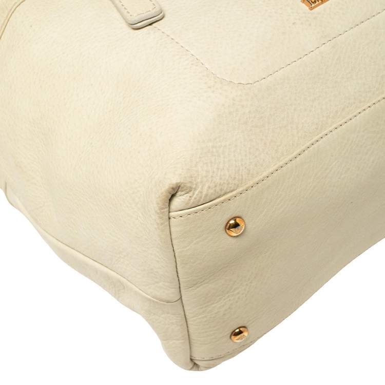 Pre Owned Emporio Armani Pale Green Leather Double Zip Tote