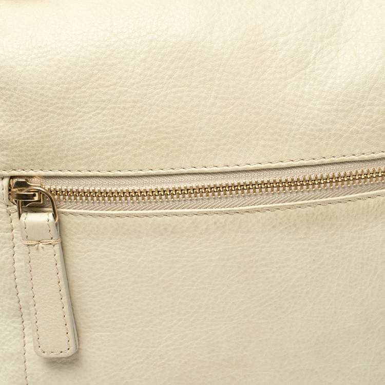 Pre Owned Emporio Armani Pale Green Leather Double Zip Tote