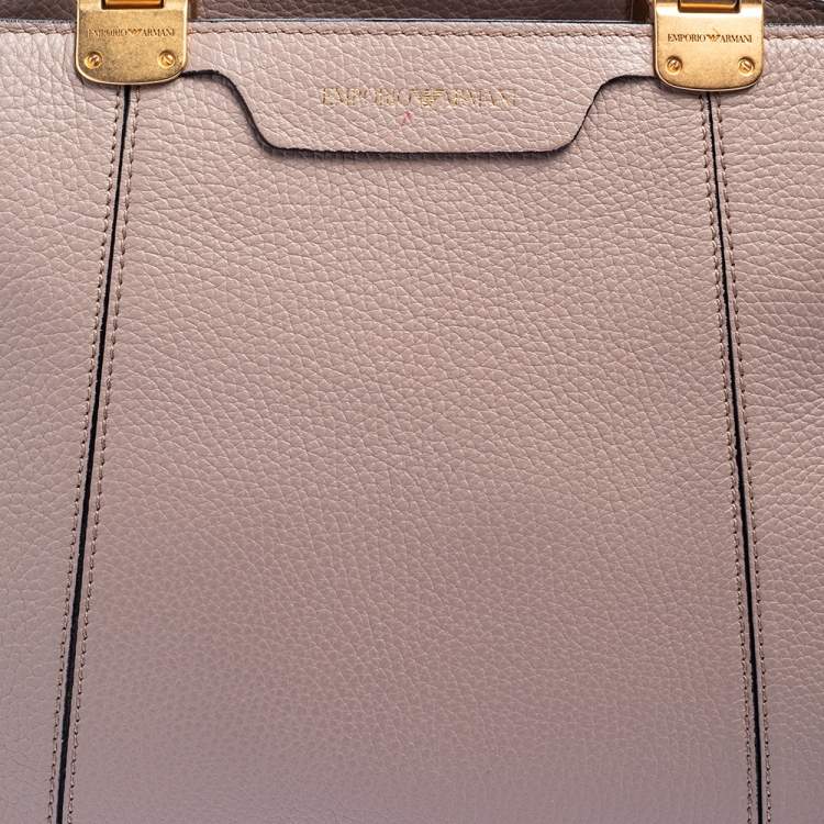 Pre Owned Emporio Armani Old Rose Grained Leather Zip Satchel