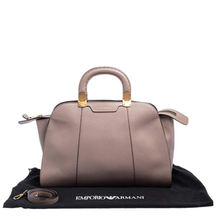Pre Owned Emporio Armani Old Rose Grained Leather Zip Satchel