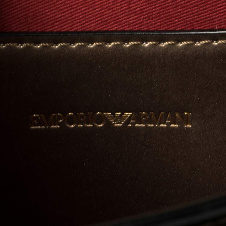 Pre Owned Emporio Armani Metallic Bronze Quilted Patent Leather Flap Chain Shoulder Bag