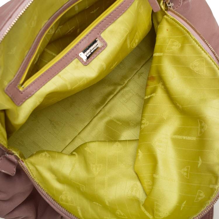 Pre Owned Emporio Armani Old Rose Pink Leather Zip Satchel