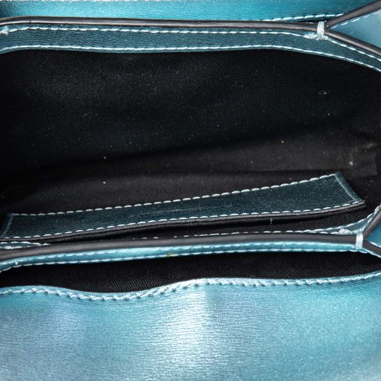 Pre Owned Emporio Armani Metallic Mint Green Leather Chain Shoulder Bag