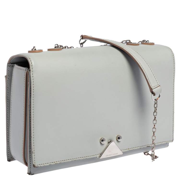 Pre Owned Emporio Armani Grey Leather Chain Shoulder Bag