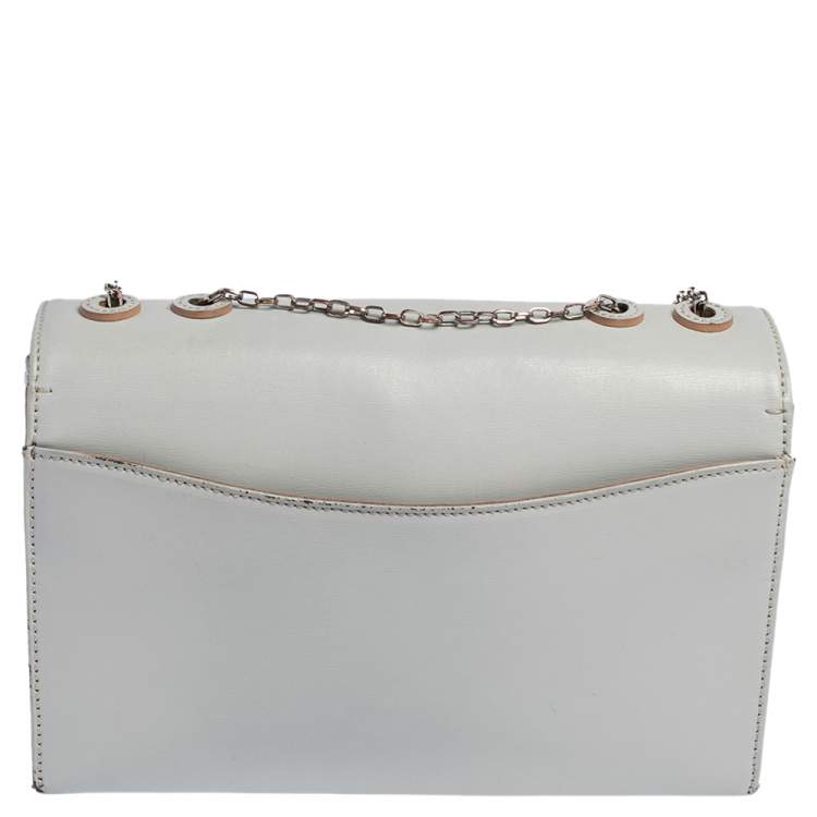 Pre Owned Emporio Armani Grey Leather Chain Shoulder Bag