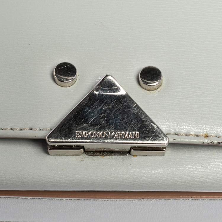 Pre Owned Emporio Armani Grey Leather Chain Shoulder Bag