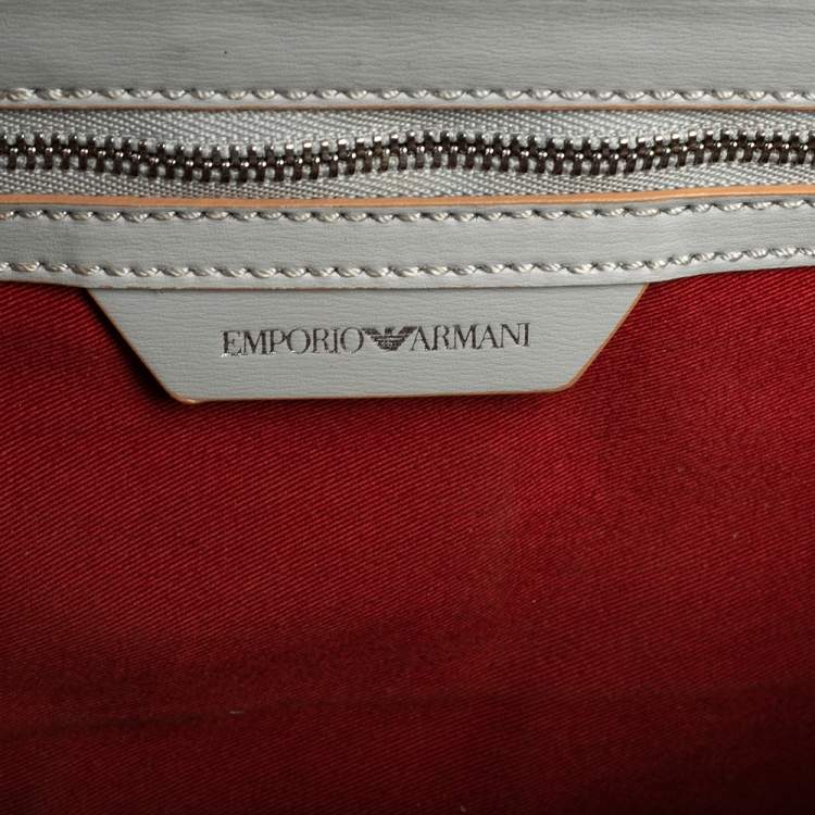 Pre Owned Emporio Armani Grey Leather Chain Shoulder Bag