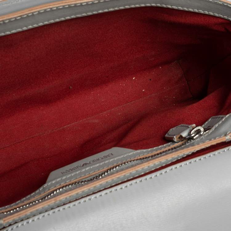 Pre Owned Emporio Armani Grey Leather Chain Shoulder Bag