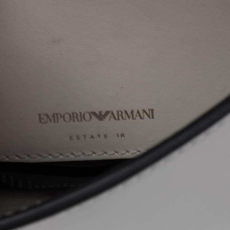 Pre Owned Emporio Armani White Leather Flap Top Handle Bag