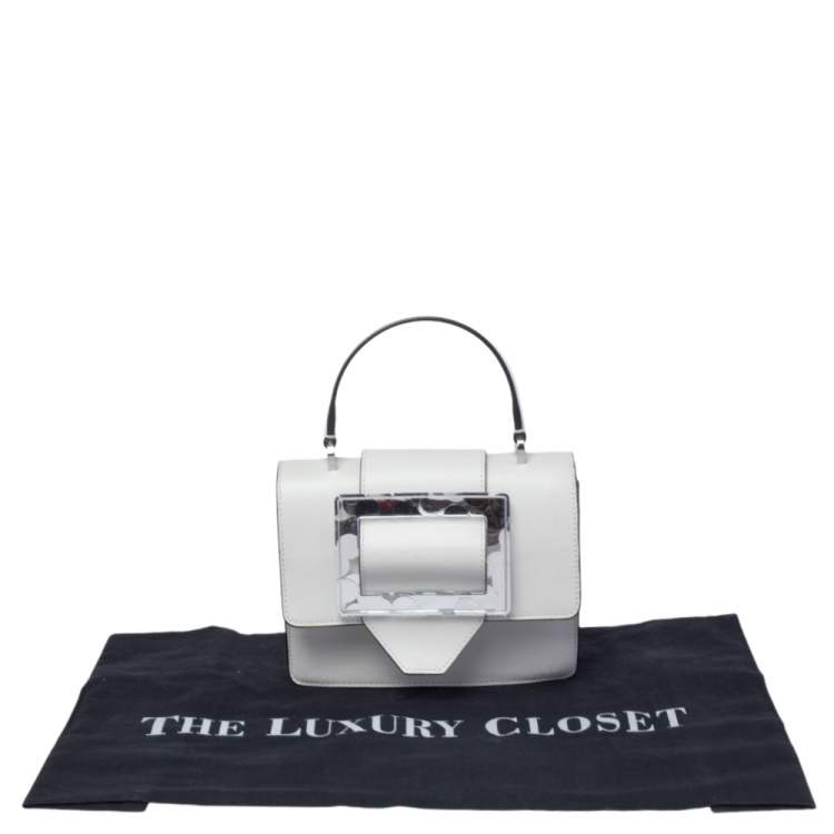 Pre Owned Emporio Armani White Leather Flap Top Handle Bag
