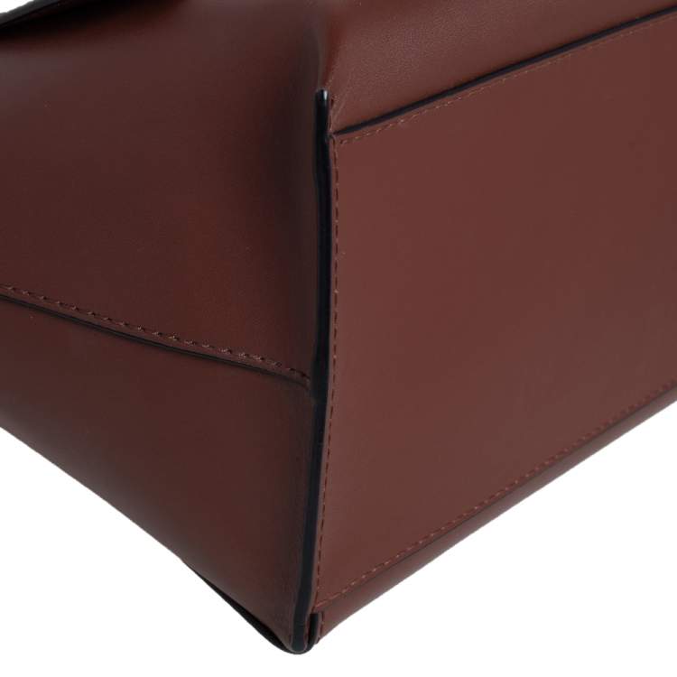 Pre Owned Emporio Armani Brown Leather Flap Top Handle Bag