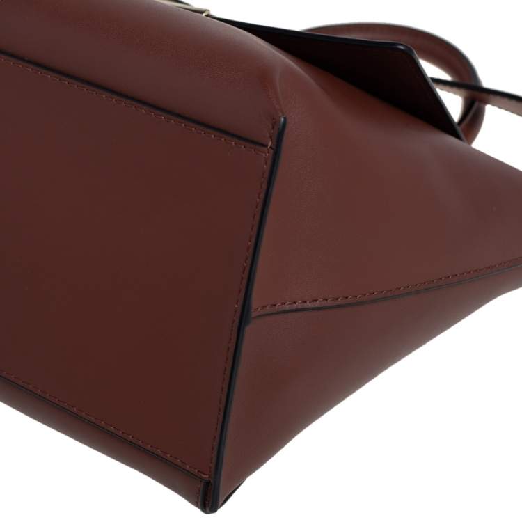Pre Owned Emporio Armani Brown Leather Flap Top Handle Bag