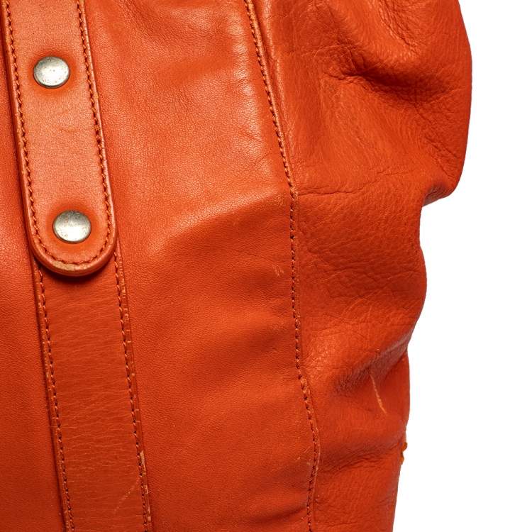 Pre Owned Emporio Armani Orange Leather Tote