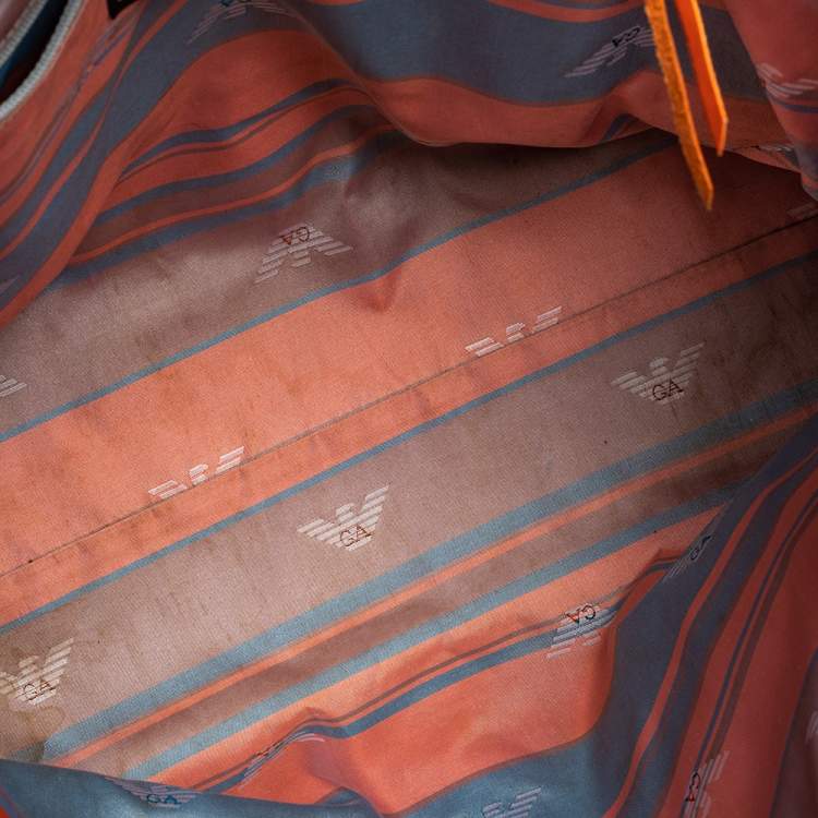 Pre Owned Emporio Armani Orange Leather Tote
