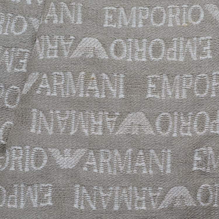 Pre Owned Emporio Armani Beige/Brown Monogram Canvas And Leather Shoulder Bag