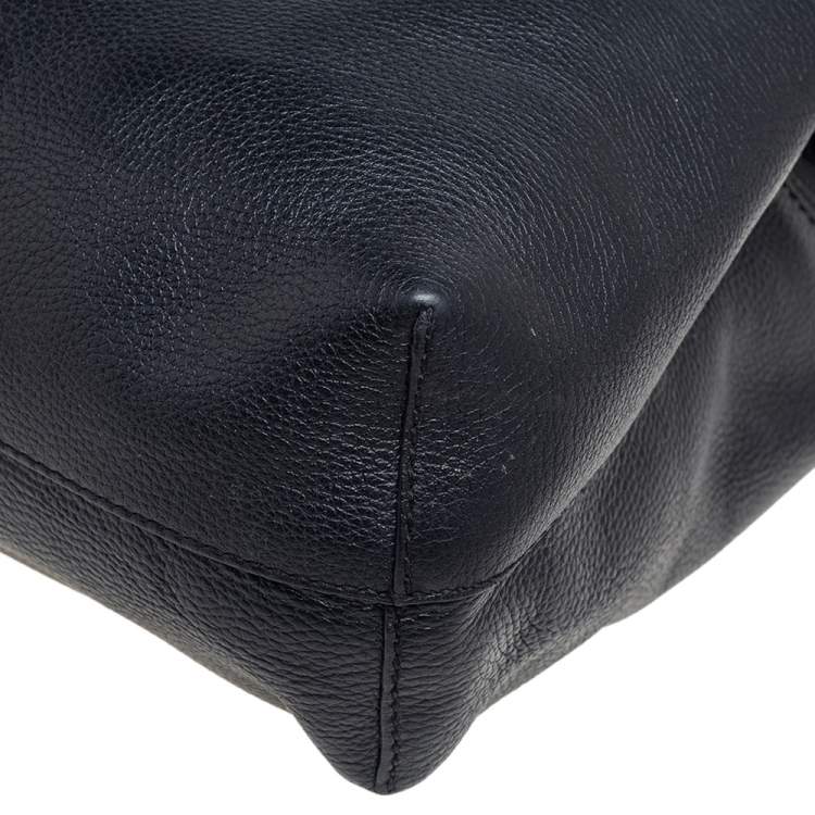 Pre Owned Emporio Armani Black Grained Leather Convertible Tote