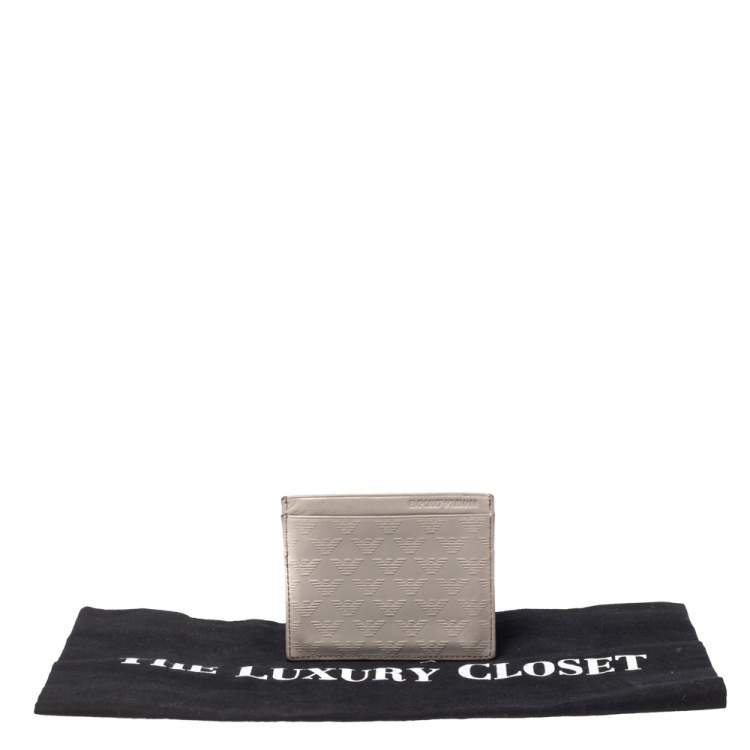 Pre Owned Emporio Armani Grey Leather Card Holder