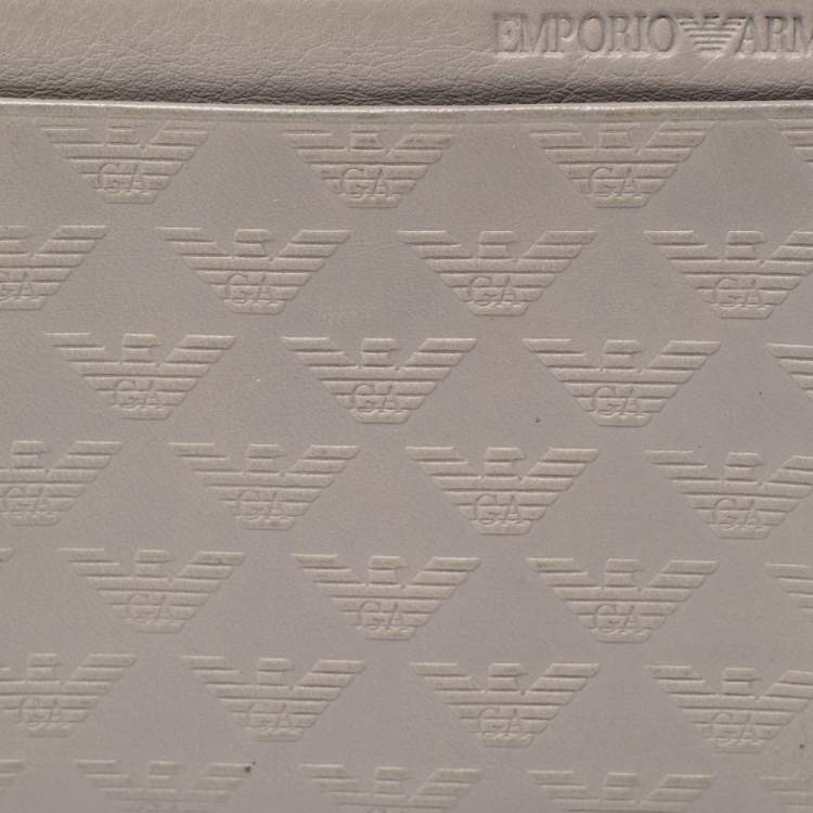 Pre Owned Emporio Armani Grey Leather Card Holder