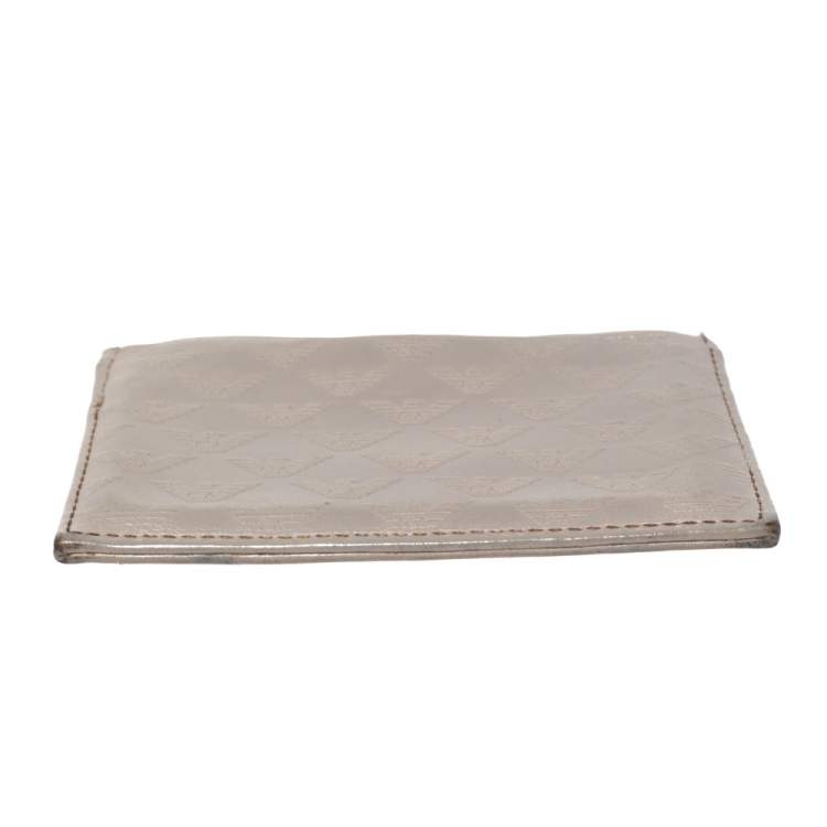 Pre Owned Emporio Armani Grey Leather Card Holder