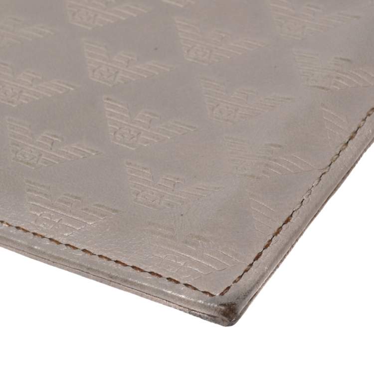 Pre Owned Emporio Armani Grey Leather Card Holder