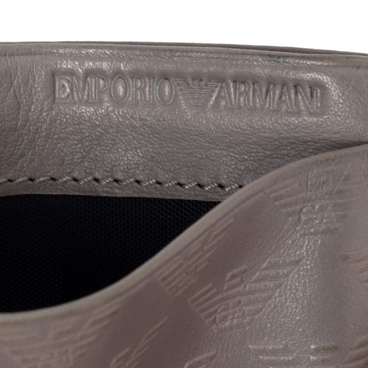 Pre Owned Emporio Armani Grey Leather Card Holder