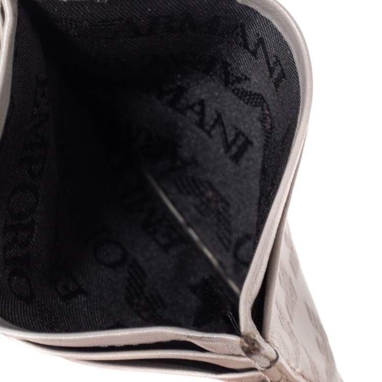 Pre Owned Emporio Armani Grey Leather Card Holder