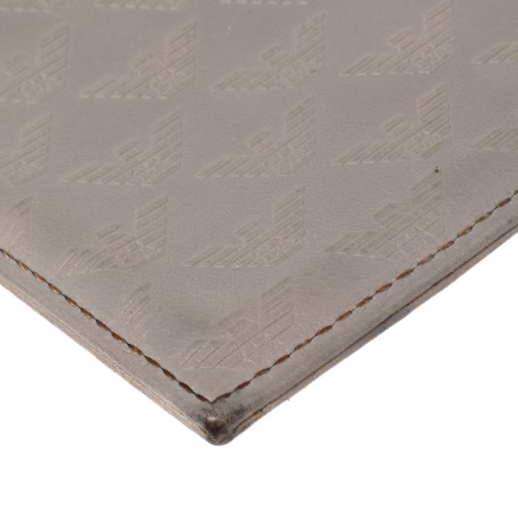 Pre Owned Emporio Armani Grey Leather Card Holder