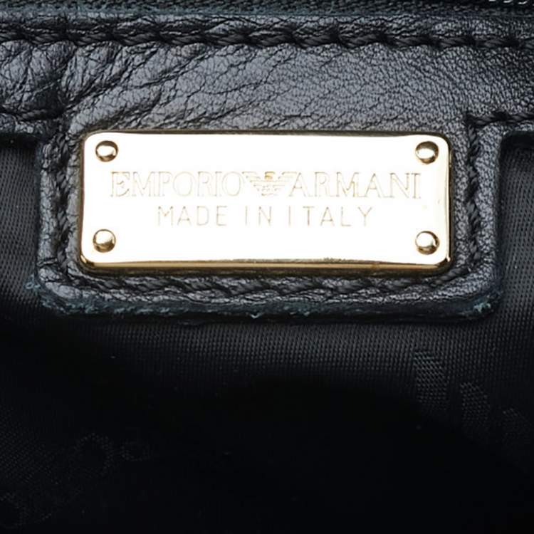 Pre Owned Emporio Armani Black Leather Tote
