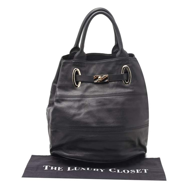 Pre Owned Emporio Armani Black Leather Tote