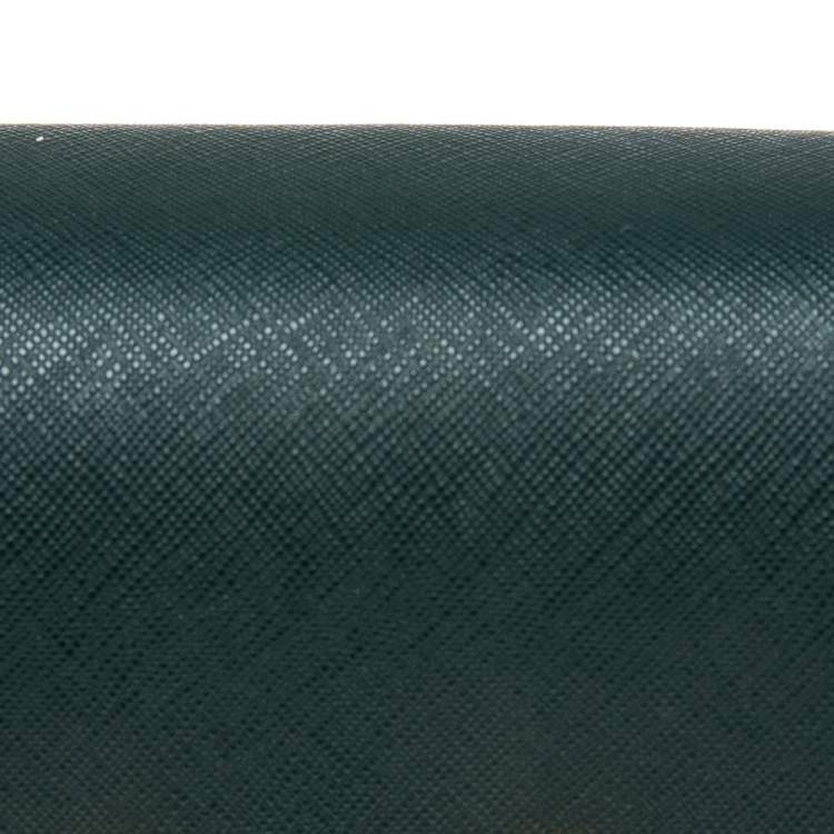 Pre Owned Emporio Armani Dark Green Saffiano Leather Flap Top Handle Bag