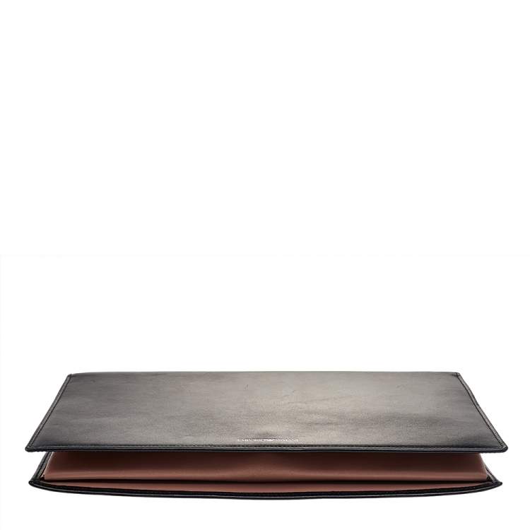 Pre Owned Emporio Armani Black Smooth Leather Clutch