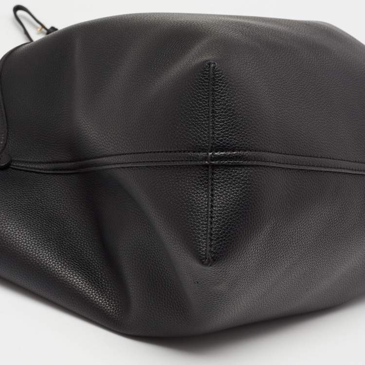 Pre Owned Emporio Armani Black Leather Medium MyEA Shopper Tote