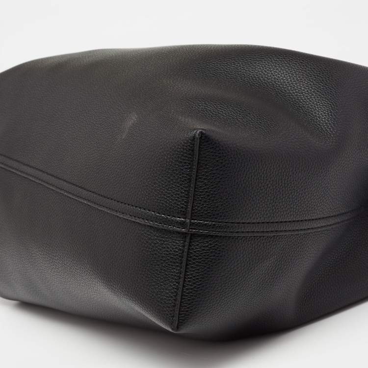Pre Owned Emporio Armani Black Leather Medium MyEA Shopper Tote