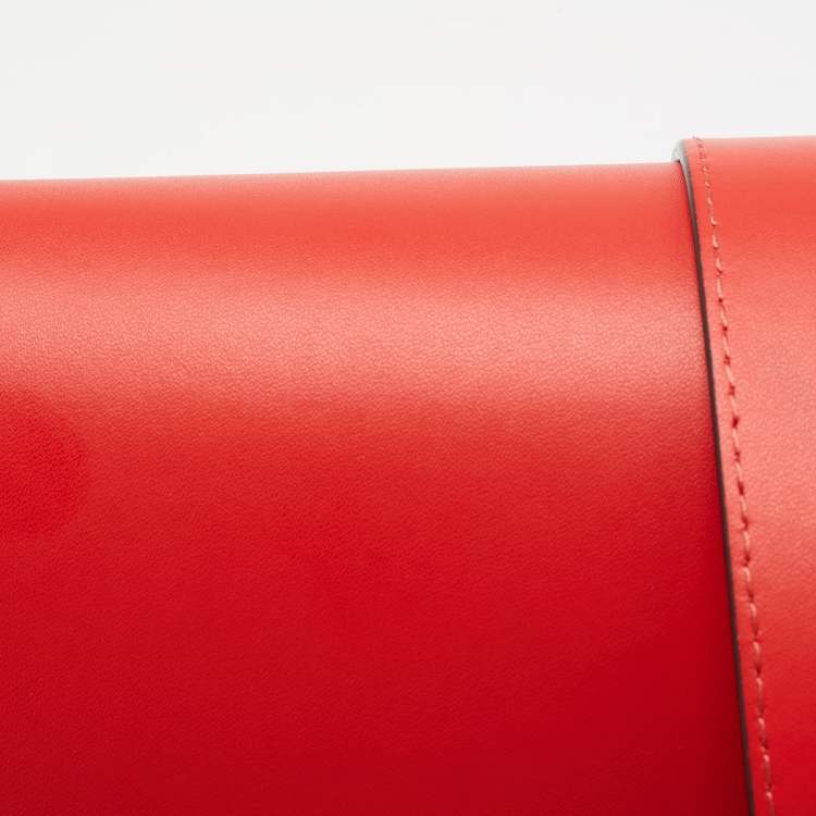 Pre Owned Emporio Armani Red Leather Flap Crossbody Bag   
