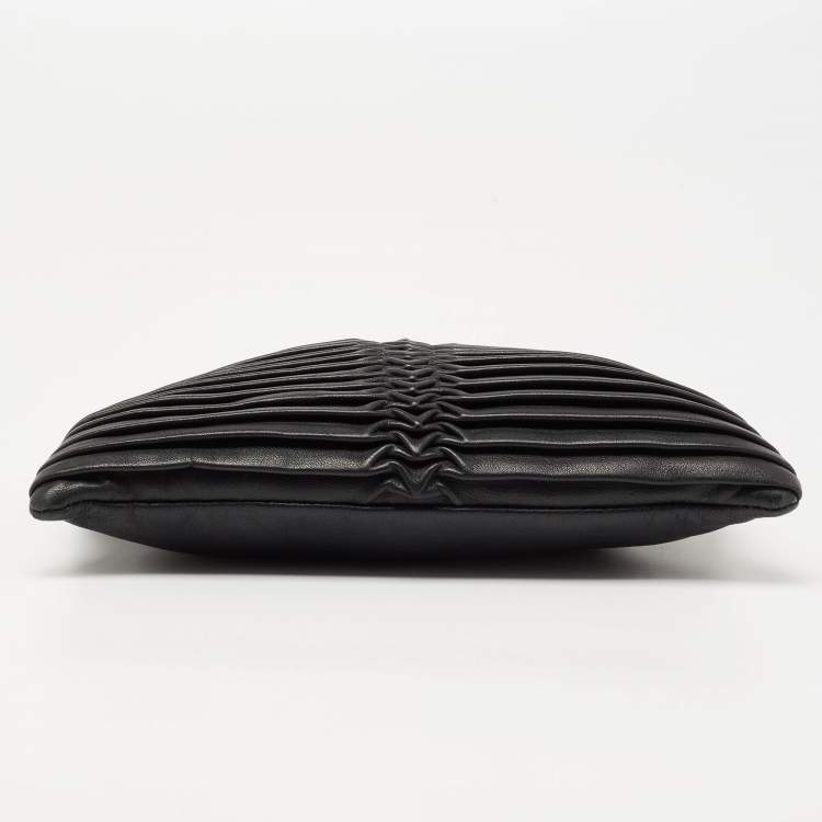 Pre Owned Emporio Armani Black Leather Wrist Clutch