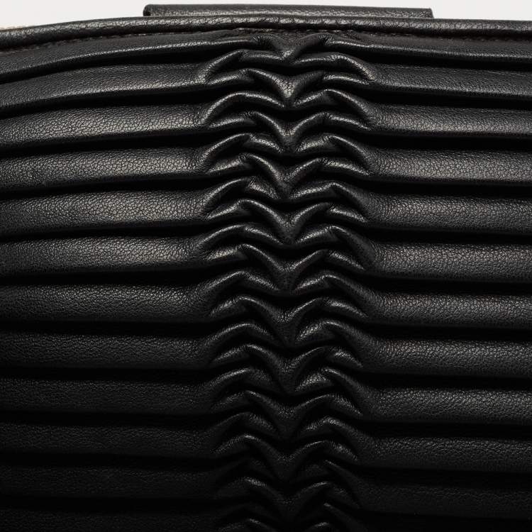 Pre Owned Emporio Armani Black Leather Wrist Clutch