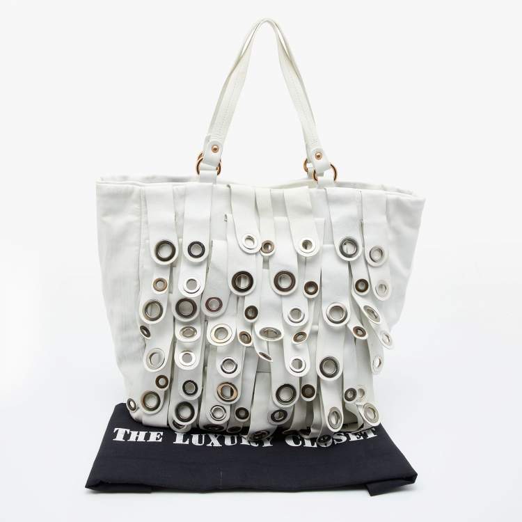 Pre Owned Emporio Armani White Leather Tote