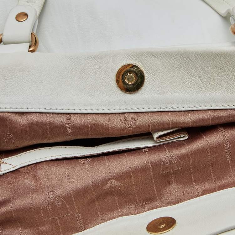 Pre Owned Emporio Armani White Leather Tote