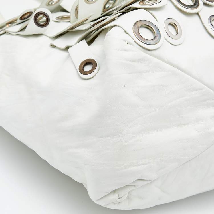 Pre Owned Emporio Armani White Leather Tote