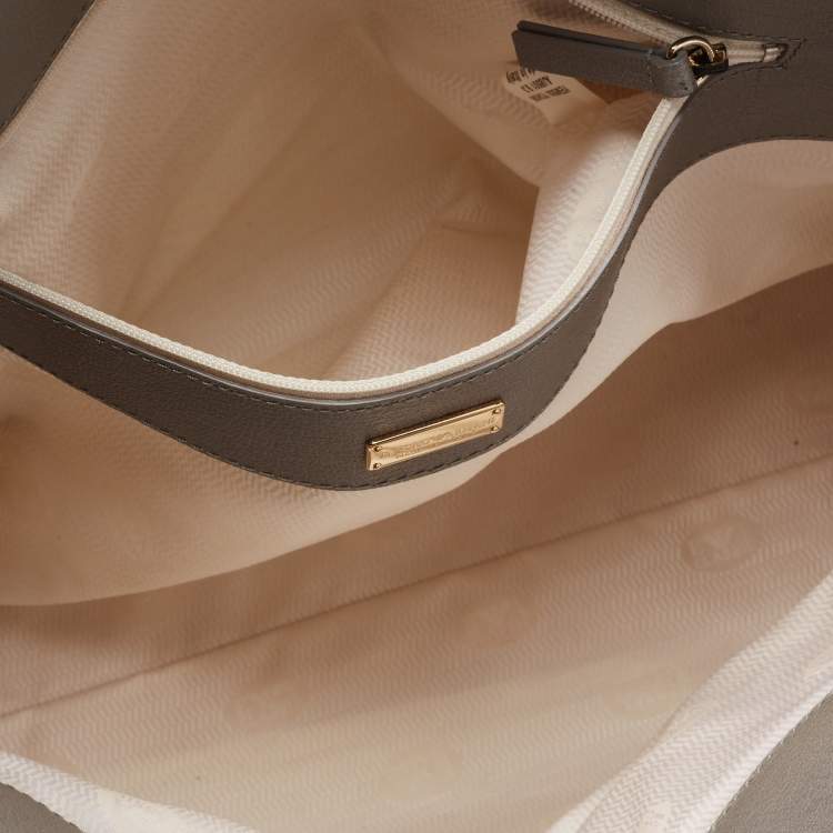 Pre Owned Emporio Armani Grey Leather Zip Satchel