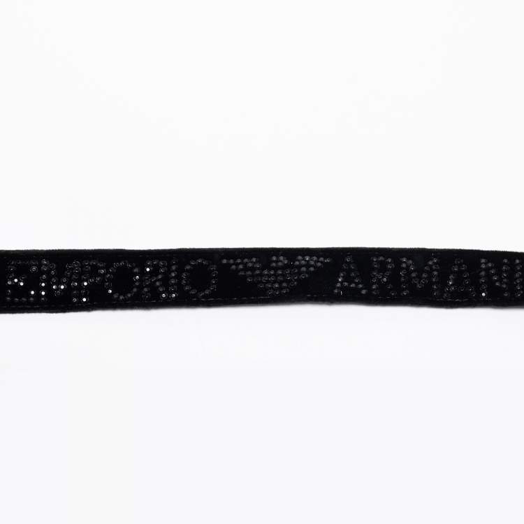 Pre Owned Emporio Armani Black Velvet Flap Shoulder Bag