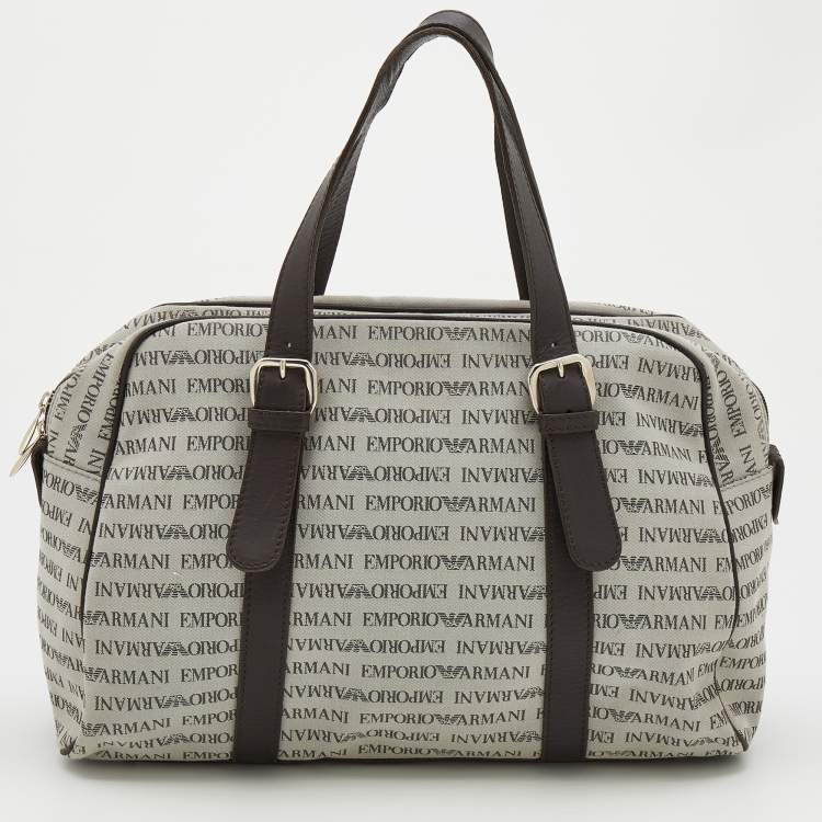Emporio Armani Messenger Bag Leather Canvas Italy Good Preowned Condition  Purse