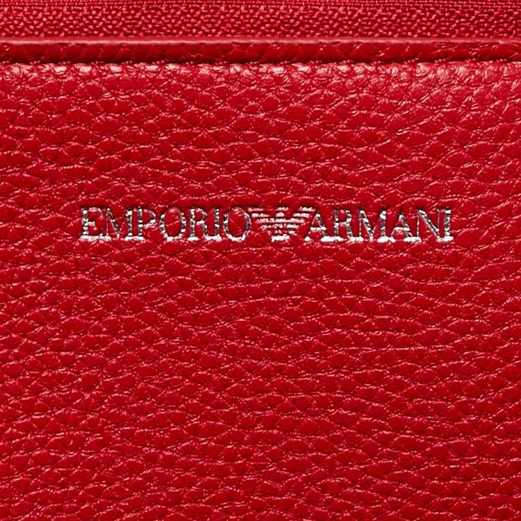 مملوكة مسبقًا Emporio Armani Red Leather Large MyEA Shopper Tote