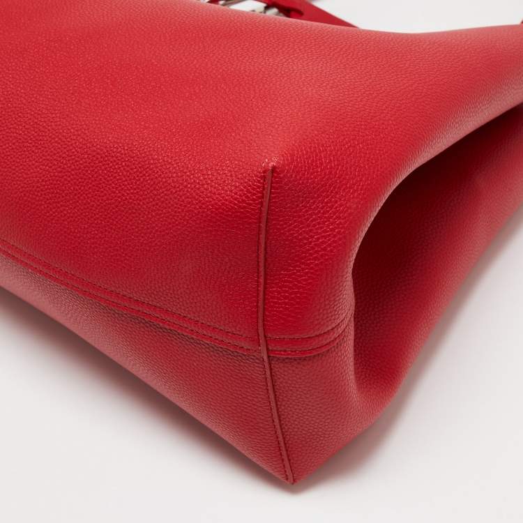 مملوكة مسبقًا Emporio Armani Red Leather Large MyEA Shopper Tote