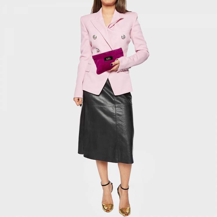 Pre Owned Emporio Armani Pink Suede Envelope Clutch