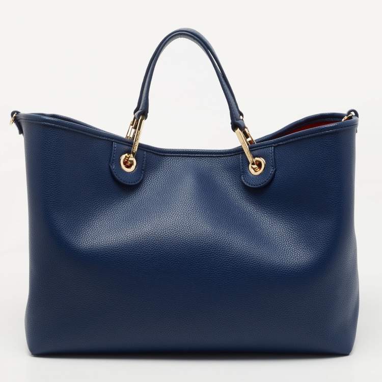 Pre Owned Emporio Armani Blue Leather MyEA Tote 