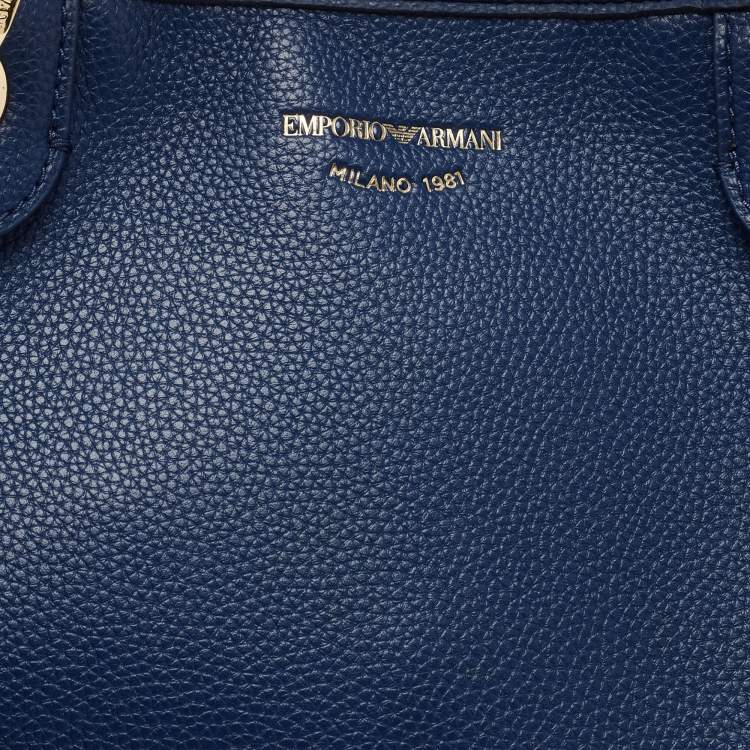 Pre Owned Emporio Armani Blue Leather MyEA Tote 