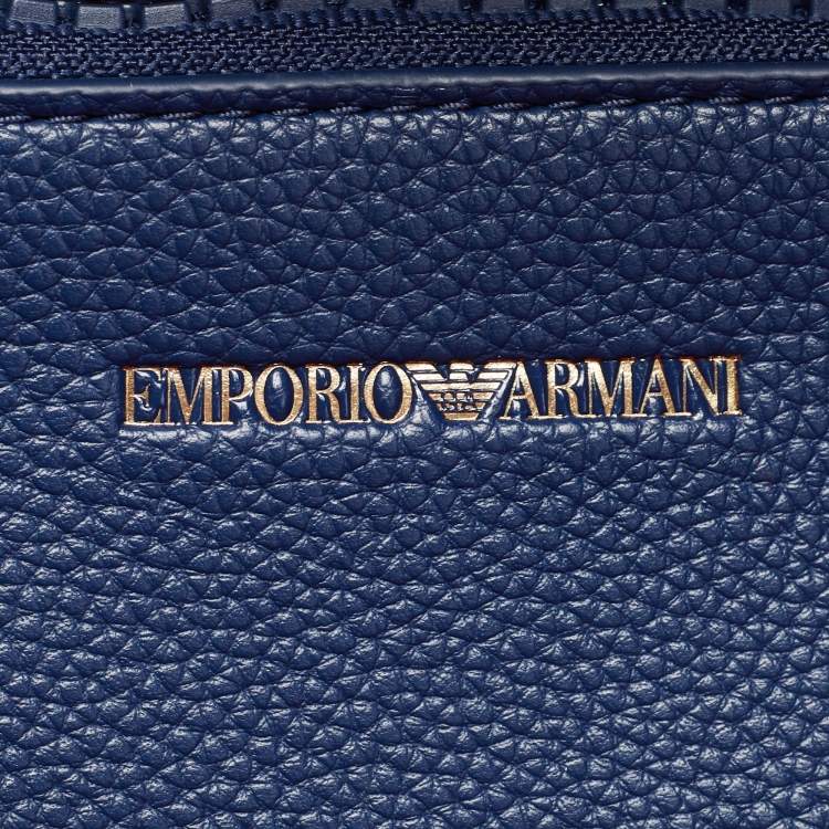 Pre Owned Emporio Armani Blue Leather MyEA Tote 