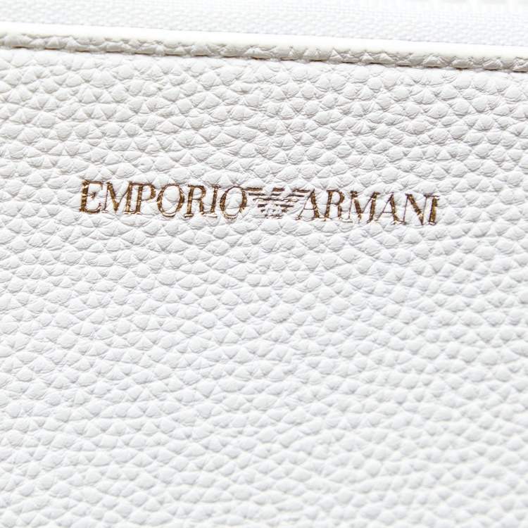 Pre Owned Emporio Armani White Leather MyEA Tote 