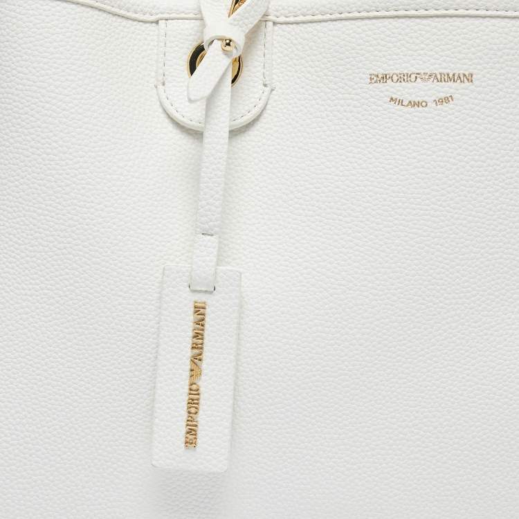 Pre Owned Emporio Armani White Leather MyEA Tote 
